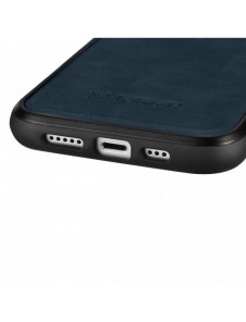 iCarer Leather Oil Wax-fodral täckt med naturligt läder för iPhone 14 Pro blå (WMI14220718-BU)