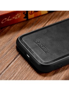 iCarer Leather Oil Wax-fodral för iPhone 14 Pro Max läderfodral svart (WMI14220720-BK)