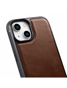 iCarer Leather Oil Wax Äkta Läderfodral för iPhone 14 Plus (MagSafe-kompatibel) Brun (WMI14220719-BN)