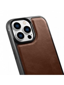 iCarer Leather Oil Wax Äkta Läderfodral för iPhone 14 Pro (MagSafe-kompatibel) Brun (WMI14220718-BN)