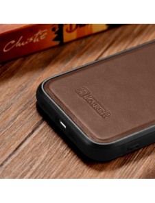 iCarer Leather Oil Wax Äkta Läderfodral för iPhone 14 Pro (MagSafe-kompatibel) Brun (WMI14220718-BN)