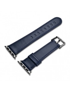 iCarer Läder Vintage armband i äkta läder för Klocka 3 38mm / Klocka 2 38mm / Klocka 1 38mm mörkblå (RIW117-DBďĽ38ďĽ‰)