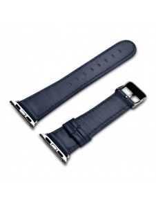 iCarer Läder Vintage armband i äkta läder för Klocka 3 38mm / Klocka 2 38mm / Klocka 1 38mm mörkblå (RIW117-DBďĽ38ďĽ‰)