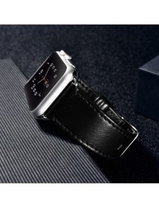 iCarer Läder Vintage armband i äkta läder för Klocka 3 38mm / Klocka 2 38mm / Klocka 1 38mm mörkblå (RIW117-DBďĽ38ďĽ‰)