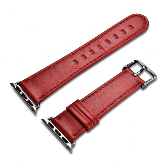 iCarer läder vintage armband i äkta läder för klocka 3 42 mm / klocka 2 42 mm / klocka 1 42 mm röd (RIW118-RD)