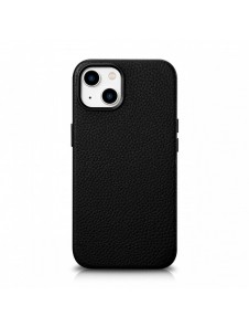 iCarer Litchi Premium läderfodral iPhone 14 Plus magnetiskt läderfodral med MagSafe Black (WMI14220711-BK)