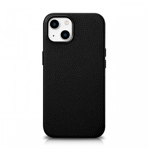 iCarer Litchi Premium läderfodral iPhone 14 Plus magnetiskt läderfodral med MagSafe Black (WMI14220711-BK)