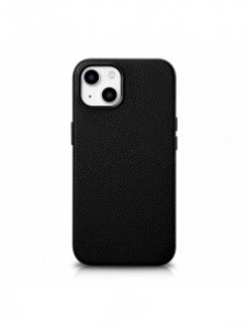 iCarer Litchi Premium läderfodral iPhone 14 Plus magnetiskt läderfodral med MagSafe Black (WMI14220711-BK)
