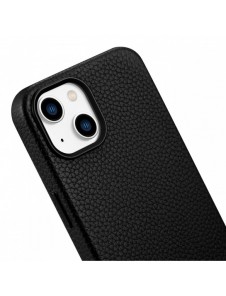 iCarer Litchi Premium läderfodral iPhone 14 Plus magnetiskt läderfodral med MagSafe Black (WMI14220711-BK)