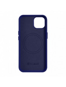 iCarer Litchi Premium läderfodral iPhone 14 Plus magnetiskt läderfodral med MagSafe Mörkblå (WMI14220711-DB)