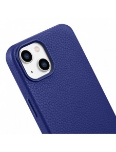 iCarer Litchi Premium läderfodral iPhone 14 Plus magnetiskt läderfodral med MagSafe Mörkblå (WMI14220711-DB)