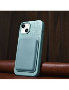 iCarer Litchi Premium läderfodral iPhone 14 Plus magnetiskt läderfodral med MagSafe Green (WMI14220711-GN)