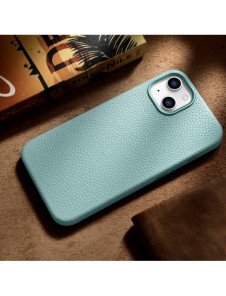 iCarer Litchi Premium läderfodral iPhone 14 Plus magnetiskt läderfodral med MagSafe Green (WMI14220711-GN)