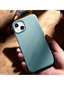 iCarer Litchi Premium läderfodral iPhone 14 Plus magnetiskt läderfodral med MagSafe Green (WMI14220711-GN)