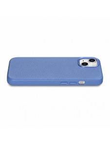 iCarer Litchi Premium läderfodral iPhone 14 Plus magnetiskt läderfodral med MagSafe ljusblå (WMI14220711-LB)