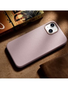 iCarer Litchi Premium Läderfodral iPhone 14 Plus Magnetisk Läderfodral med MagSafe Pink (WMI14220711-PK)