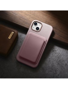iCarer Litchi Premium Läderfodral iPhone 14 Plus Magnetisk Läderfodral med MagSafe Pink (WMI14220711-PK)