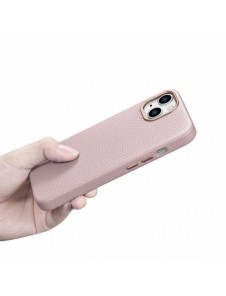 iCarer Litchi Premium Läderfodral iPhone 14 Plus Magnetisk Läderfodral med MagSafe Pink (WMI14220711-PK)