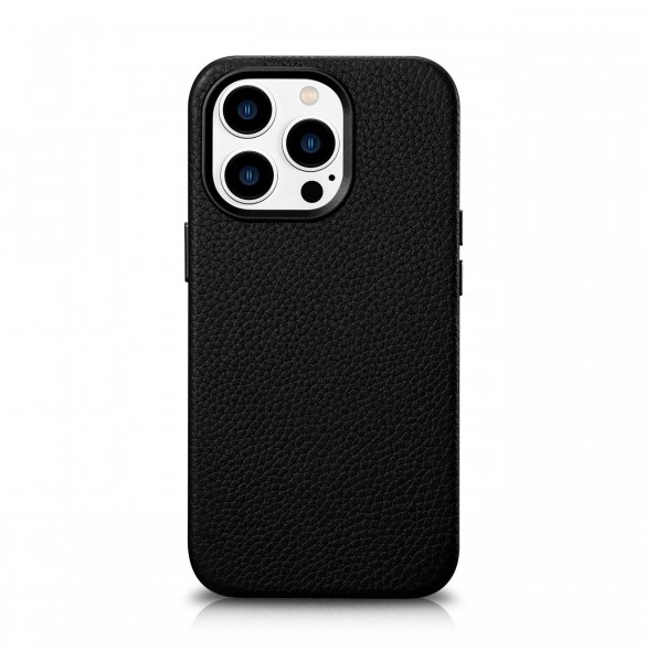 iCarer Litchi Premium Läderfodral iPhone 14 Pro Magnetisk Läderfodral med MagSafe Svart (WMI14220710-BK)