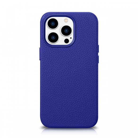 iCarer Litchi Premium Läderfodral iPhone 14 Pro Magnetisk Läderfodral med MagSafe Mörkblå (WMI14220710-DB)