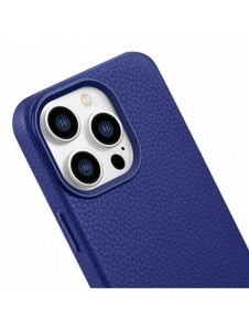 iCarer Litchi Premium Läderfodral iPhone 14 Pro Magnetisk Läderfodral med MagSafe Mörkblå (WMI14220710-DB)