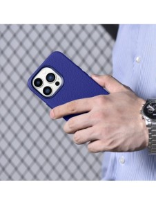 iCarer Litchi Premium Läderfodral iPhone 14 Pro Magnetisk Läderfodral med MagSafe Mörkblå (WMI14220710-DB)