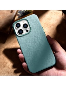 iCarer Litchi Premium läderfodral iPhone 14 Pro magnetiskt läderfodral med MagSafe Green (WMI14220710-GN)