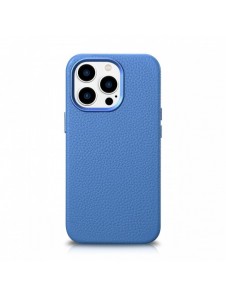 iCarer Litchi Premium läderfodral iPhone 14 Pro magnetiskt läderfodral med MagSafe ljusblå (WMI14220710-LB)