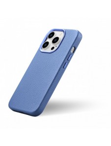 iCarer Litchi Premium läderfodral iPhone 14 Pro magnetiskt läderfodral med MagSafe ljusblå (WMI14220710-LB)