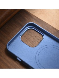 iCarer Litchi Premium läderfodral iPhone 14 Pro magnetiskt läderfodral med MagSafe ljusblå (WMI14220710-LB)