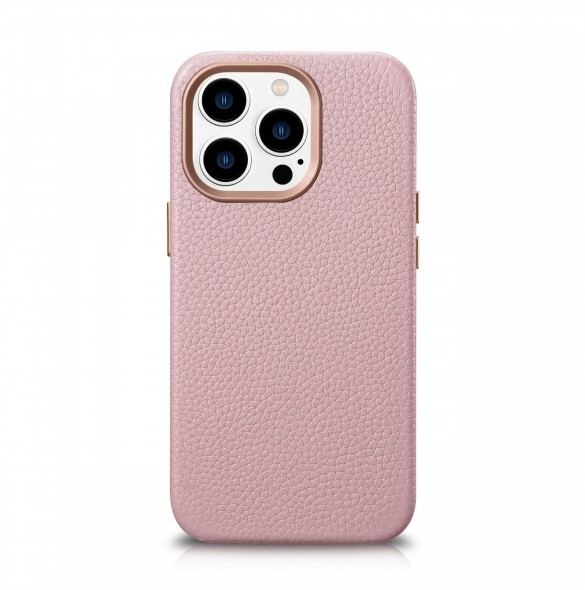 iCarer Litchi Premium Läderfodral iPhone 14 Pro Magnetisk Läderfodral med MagSafe Pink (WMI14220710-PK)