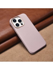 iCarer Litchi Premium Läderfodral iPhone 14 Pro Magnetisk Läderfodral med MagSafe Pink (WMI14220710-PK)