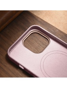 iCarer Litchi Premium Läderfodral iPhone 14 Pro Magnetisk Läderfodral med MagSafe Pink (WMI14220710-PK)
