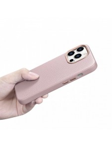 iCarer Litchi Premium Läderfodral iPhone 14 Pro Magnetisk Läderfodral med MagSafe Pink (WMI14220710-PK)