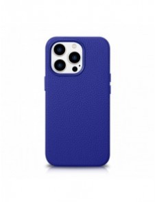 iCarer Litchi Premium läderfodral iPhone 14 Pro Max magnetiskt läderfodral med MagSafe Mörkblå (WMI14220712-DB)