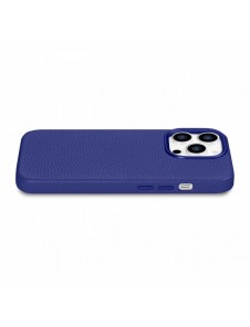 iCarer Litchi Premium läderfodral iPhone 14 Pro Max magnetiskt läderfodral med MagSafe Mörkblå (WMI14220712-DB)