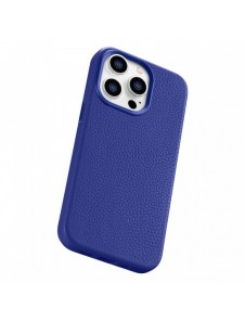 iCarer Litchi Premium läderfodral iPhone 14 Pro Max magnetiskt läderfodral med MagSafe Mörkblå (WMI14220712-DB)