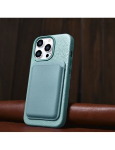 iCarer Litchi Premium läderfodral iPhone 14 Pro Max magnetiskt läderfodral med MagSafe Green (WMI14220712-GN)