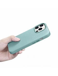 iCarer Litchi Premium läderfodral iPhone 14 Pro Max magnetiskt läderfodral med MagSafe Green (WMI14220712-GN)