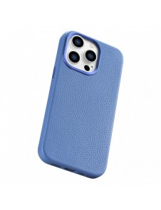 iCarer Litchi Premium läderfodral iPhone 14 Pro Max magnetiskt läderfodral med MagSafe ljusblå (WMI14220712-LB)