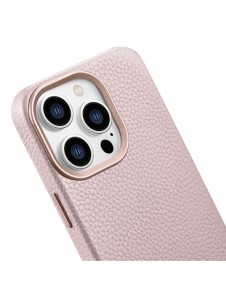 iCarer Litchi Premium Läderfodral iPhone 14 Pro Max Magnetisk Läderfodral med MagSafe Pink (WMI14220712-PK)