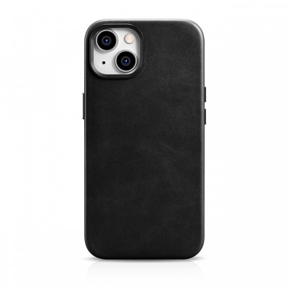 iCarer Oil Wax Premium läderfodral iPhone 14 Plus magnetiskt läderfodral med MagSafe Black (WMI14220703-BK)