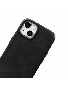 iCarer Oil Wax Premium läderfodral iPhone 14 Plus magnetiskt läderfodral med MagSafe Black (WMI14220703-BK)