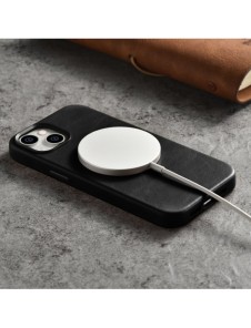 iCarer Oil Wax Premium läderfodral iPhone 14 Plus magnetiskt läderfodral med MagSafe Black (WMI14220703-BK)