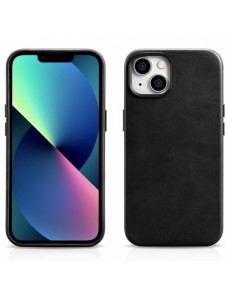 iCarer Oil Wax Premium läderfodral iPhone 14 Plus magnetiskt läderfodral med MagSafe Black (WMI14220703-BK)