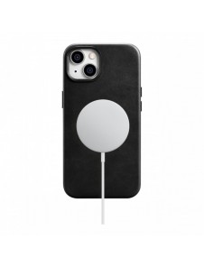 iCarer Oil Wax Premium läderfodral iPhone 14 Plus magnetiskt läderfodral med MagSafe Black (WMI14220703-BK)
