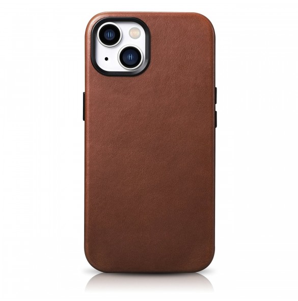 iCarer Oil Wax Premium läderfodral iPhone 14 Plus magnetiskt läderfodral med MagSafe Brown (WMI14220703-RB)