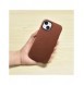 iCarer Oil Wax Premium läderfodral iPhone 14 Plus magnetiskt läderfodral med MagSafe Brown (WMI14220703-RB)