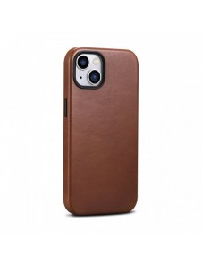 iCarer Oil Wax Premium läderfodral iPhone 14 Plus magnetiskt läderfodral med MagSafe Brown (WMI14220703-RB)