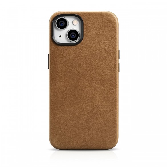 iCarer Oil Wax Premium läderfodral iPhone 14 Plus magnetiskt läderfodral med MagSafe Brown (WMI14220703-TN)